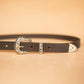 The Real McCaul Leathergoods Belts Western Style Buckle Belt - 30mm - Dark Brown Australian Made Australian Owned Croc Embossed Genuine Leather Western Women's Belt - 30mm - Black