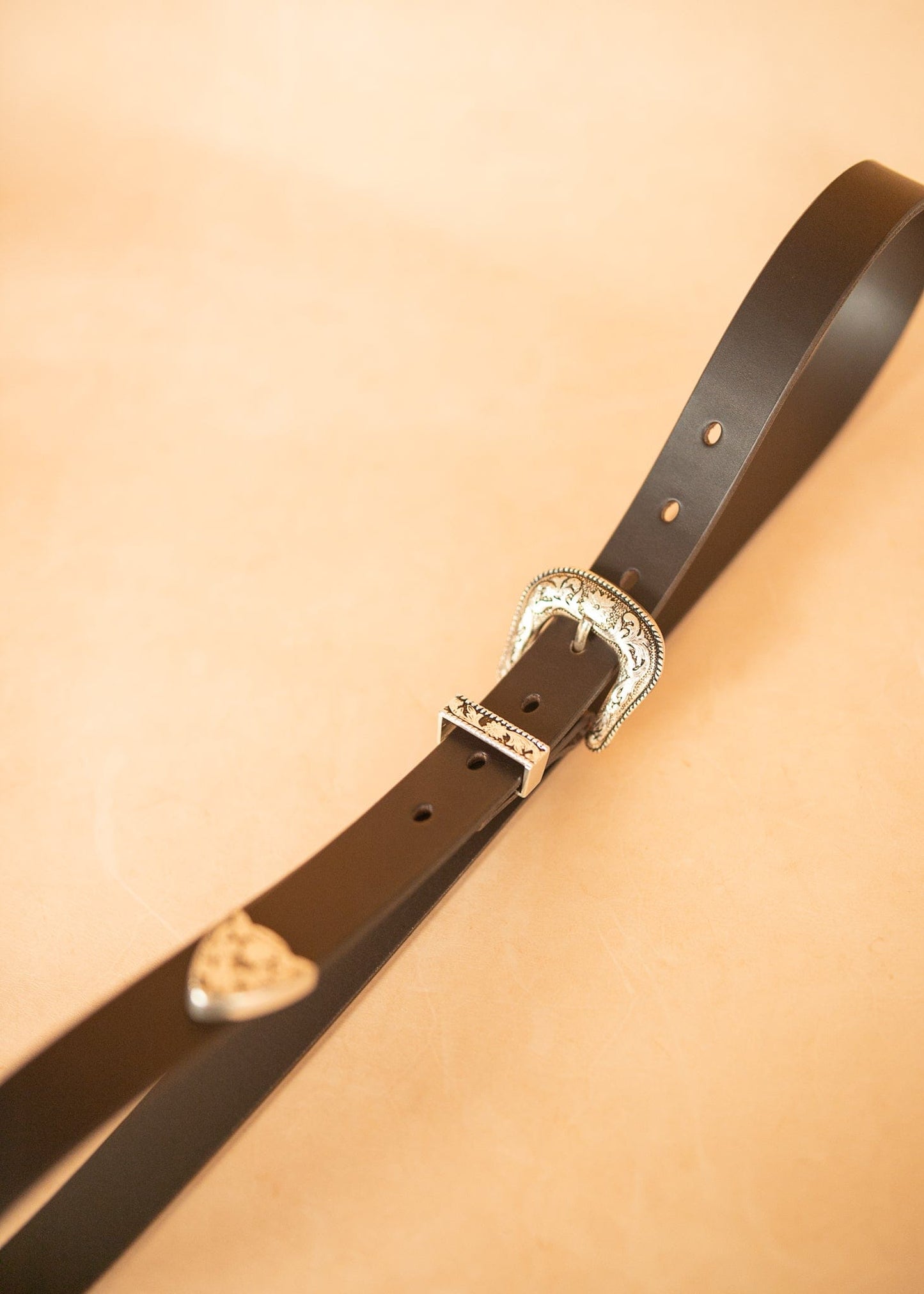 The Real McCaul Leathergoods Belts Western Style Buckle Belt - 30mm - Dark Brown Australian Made Australian Owned Croc Embossed Genuine Leather Western Women's Belt - 30mm - Black