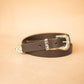 The Real McCaul Leathergoods Belts Western Style Buckle Belt - 30mm - Dark Brown Australian Made Australian Owned Croc Embossed Genuine Leather Western Women's Belt - 30mm - Black