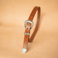 The Real McCaul Leathergoods Belts Western Style Buckle Belt - 30mm - Tan Australian Made Australian Owned Croc Embossed Genuine Leather Western Women's Belt - 30mm - Black