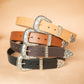 The Real McCaul Leathergoods Belts Western Style Buckle Belt - 38mm - Black Australian Made Australian Owned Croc Embossed Genuine Leather Western Women's Belt - 30mm - Black