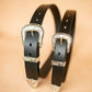 The Real McCaul Leathergoods Belts Western Style Buckle Belt - 38mm - Black Australian Made Australian Owned Croc Embossed Genuine Leather Western Women's Belt - 30mm - Black