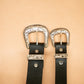 The Real McCaul Leathergoods Belts Western Style Buckle Belt - 38mm - Black Australian Made Australian Owned Croc Embossed Genuine Leather Western Women's Belt - 30mm - Black