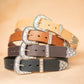 The Real McCaul Leathergoods Belts Western Style Buckle Belt - 38mm - Natural Australian Made Australian Owned Croc Embossed Genuine Leather Western Women's Belt - 30mm - Black