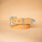 The Real McCaul Leathergoods Belts Western Style Buckle Belt - 38mm - Natural Australian Made Australian Owned Croc Embossed Genuine Leather Western Women's Belt - 30mm - Black