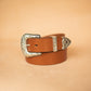 The Real McCaul Leathergoods Belts Western Style Buckle Belt - 38mm - Tan Australian Made Australian Owned Croc Embossed Genuine Leather Western Women's Belt - 30mm - Black