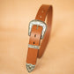 The Real McCaul Leathergoods Belts Western Style Buckle Belt - 38mm - Tan Australian Made Australian Owned Croc Embossed Genuine Leather Western Women's Belt - 30mm - Black