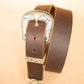 The Real McCaul Leathergoods Belts Western Style Buckle Belt - 38mm - Vintage Brown Australian Made Australian Owned Croc Embossed Genuine Leather Western Women's Belt - 30mm - Black