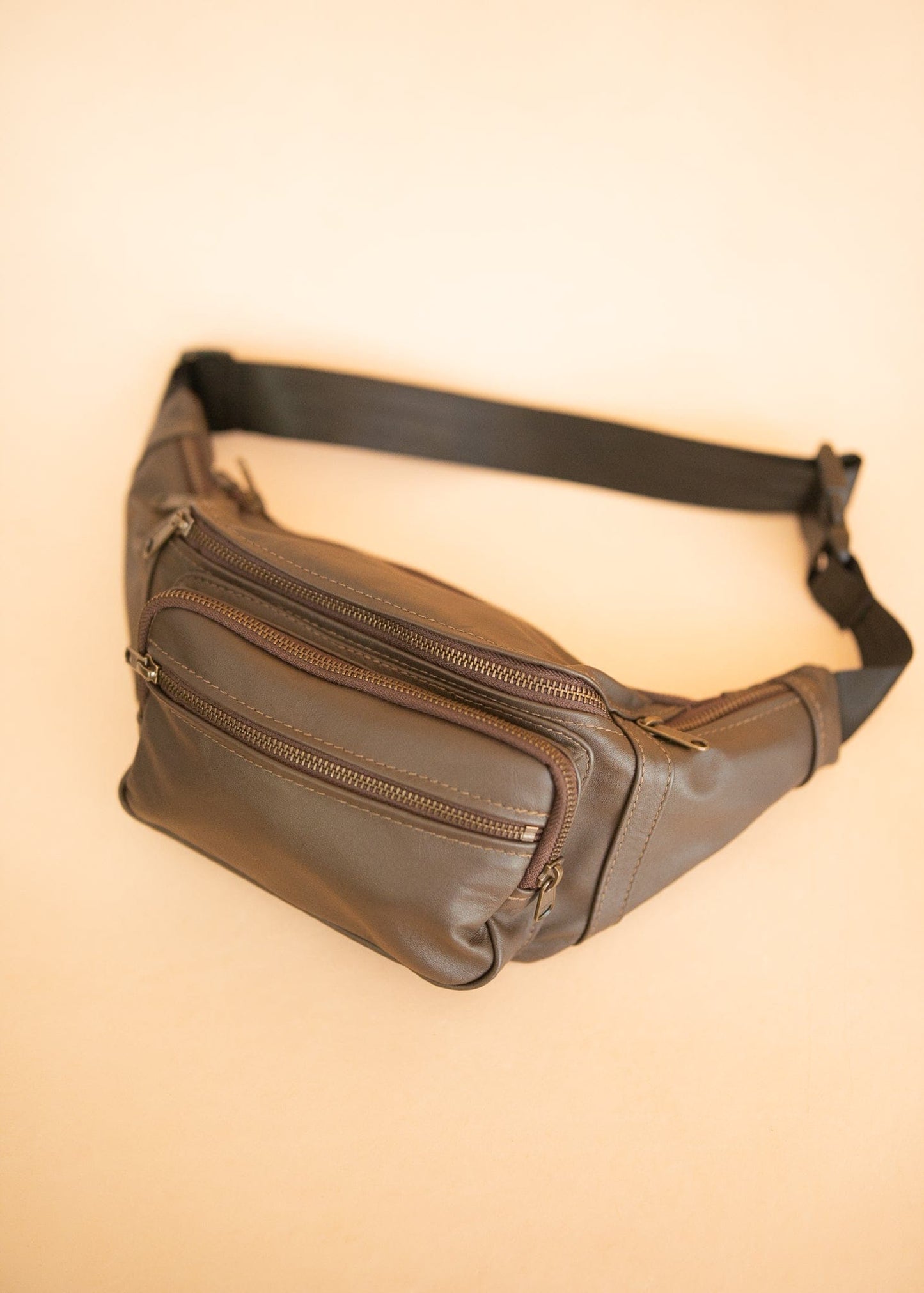 The Real McCaul Leathergoods Bum Bag Dark Brown / Small (26" - 34") Multi-Pocket Belt Bum Bag - Cowhide Australian Made Australian Owned Deluxe Leather Bum Bag Handmade in Australia YKK Zips