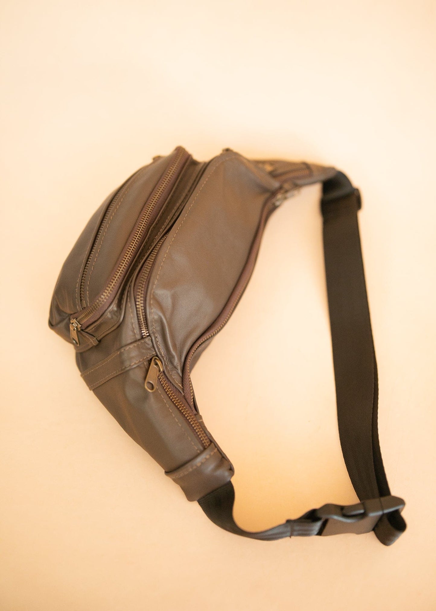 The Real McCaul Leathergoods Bum Bag Multi-Pocket Belt Bum Bag - Cowhide Australian Made Australian Owned Deluxe Leather Bum Bag Handmade in Australia YKK Zips