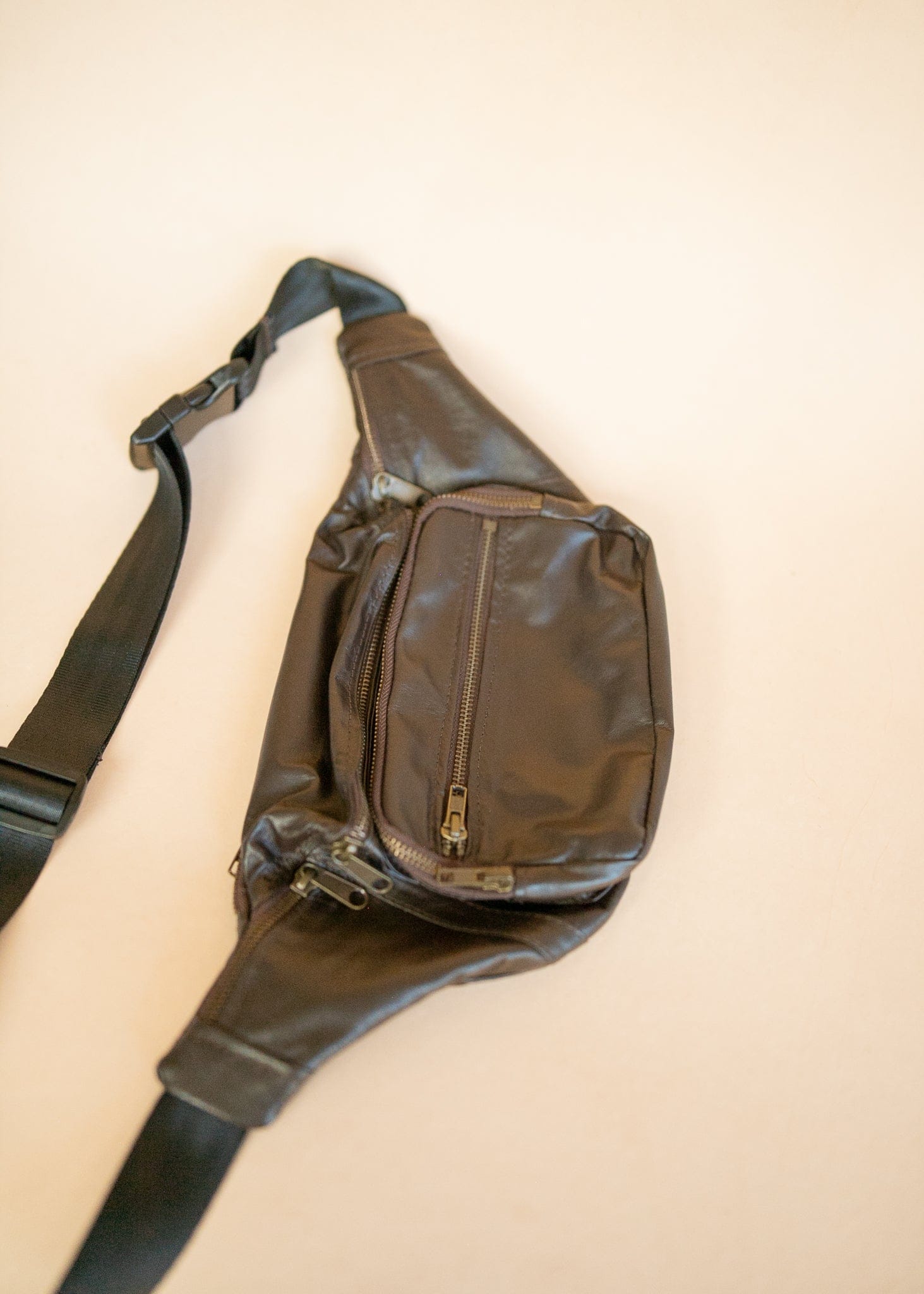 The Real McCaul Leathergoods Bum Bag Multi-Pocket Belt Bum Bag - Premium Kangaroo Australian Made Australian Owned Deluxe Leather Bum Bag Handmade in Australia YKK Zips