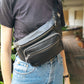 The Real McCaul Leathergoods Bum Bag Multi-Pocket Belt Bum Bag - Premium Kangaroo Australian Made Australian Owned Deluxe Leather Bum Bag Handmade in Australia YKK Zips
