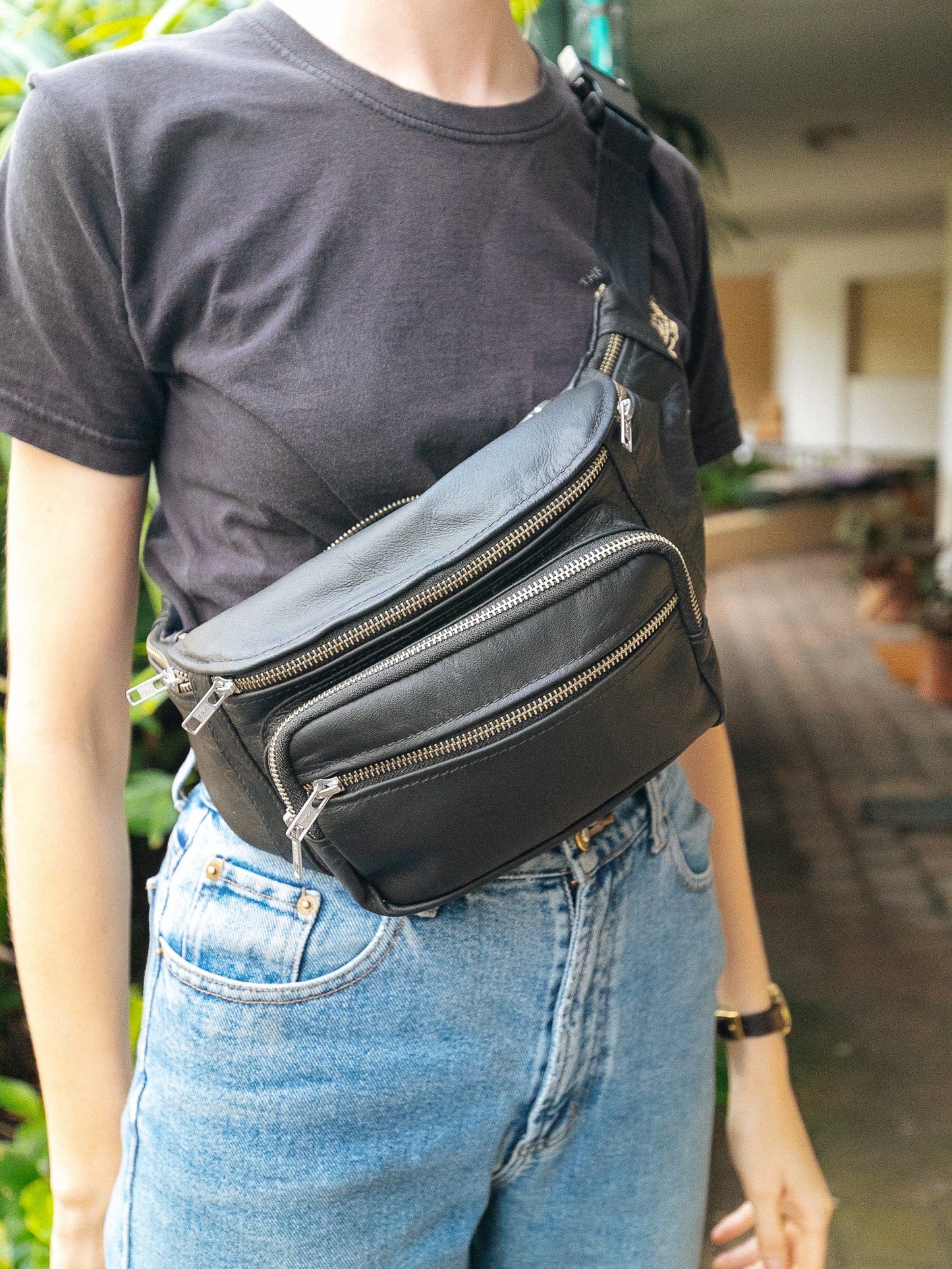 The Real McCaul Leathergoods Bum Bag Multi-Pocket Belt Bum Bag - Premium Kangaroo Australian Made Australian Owned Deluxe Leather Bum Bag Handmade in Australia YKK Zips