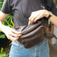The Real McCaul Leathergoods Bum Bag Multi-Pocket Belt Bum Bag - Premium Kangaroo Australian Made Australian Owned Deluxe Leather Bum Bag Handmade in Australia YKK Zips