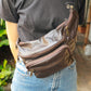 The Real McCaul Leathergoods Bum Bag Multi-Pocket Belt Bum Bag - Premium Kangaroo Australian Made Australian Owned Deluxe Leather Bum Bag Handmade in Australia YKK Zips