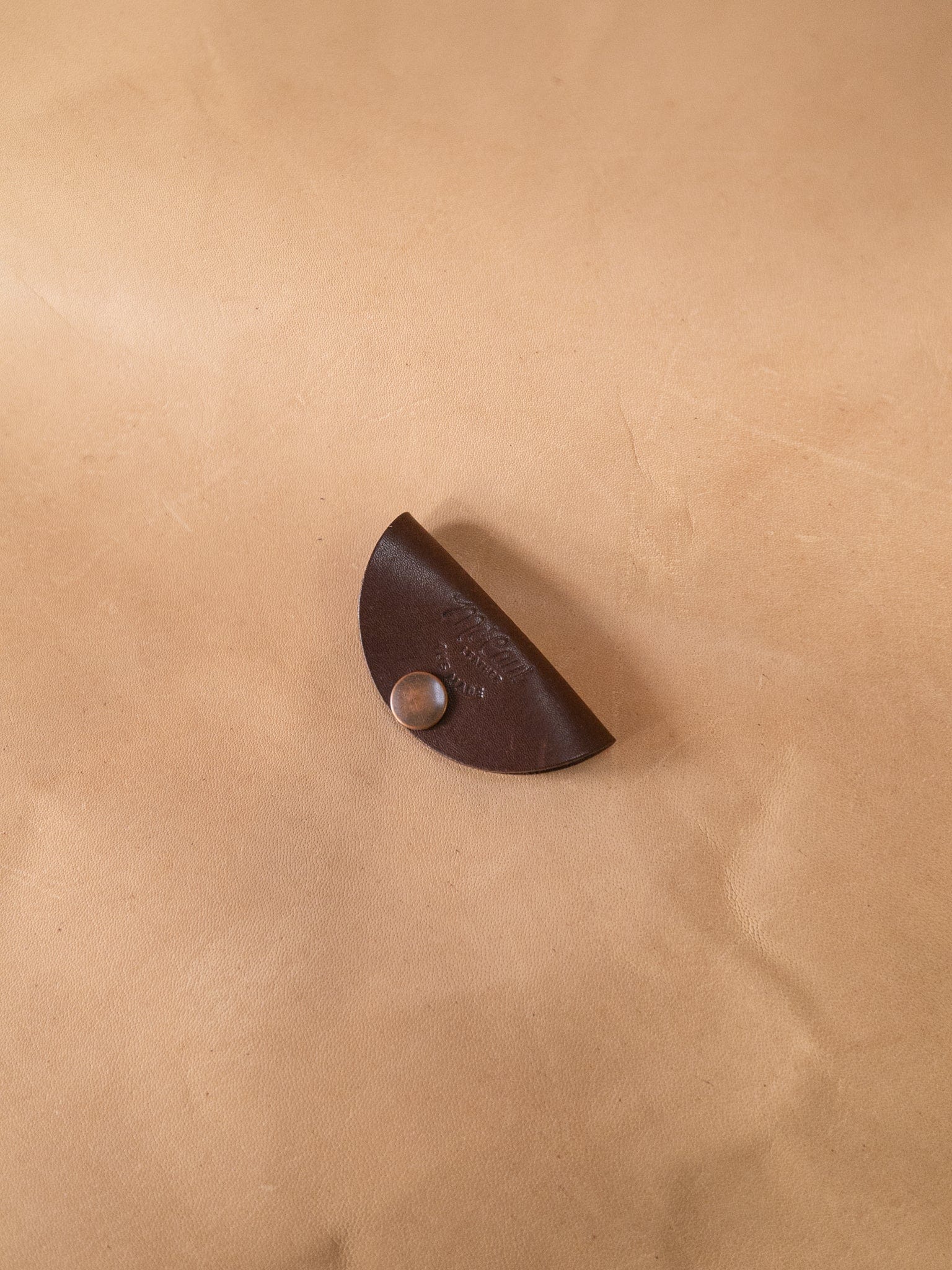 The Real McCaul Leathergoods Dark Brown Headphone/Cord Holder Australian Made Australian Owned
