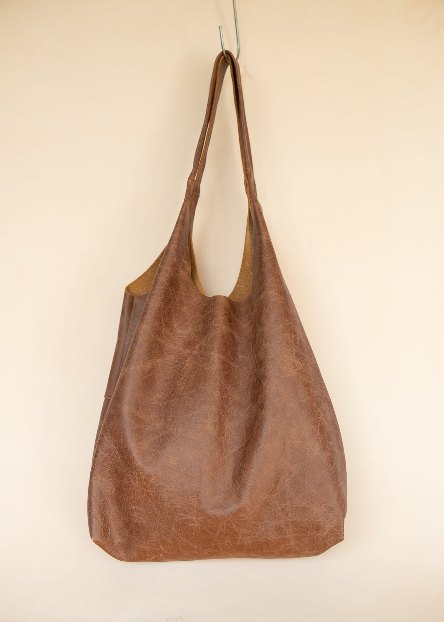 The Real McCaul Leathergoods Handbags Noosa Tote Sling Bag - Marble Brown Cowhide Australian Made Australian Owned Slouch Tote Bag Leather Made In Australia 
