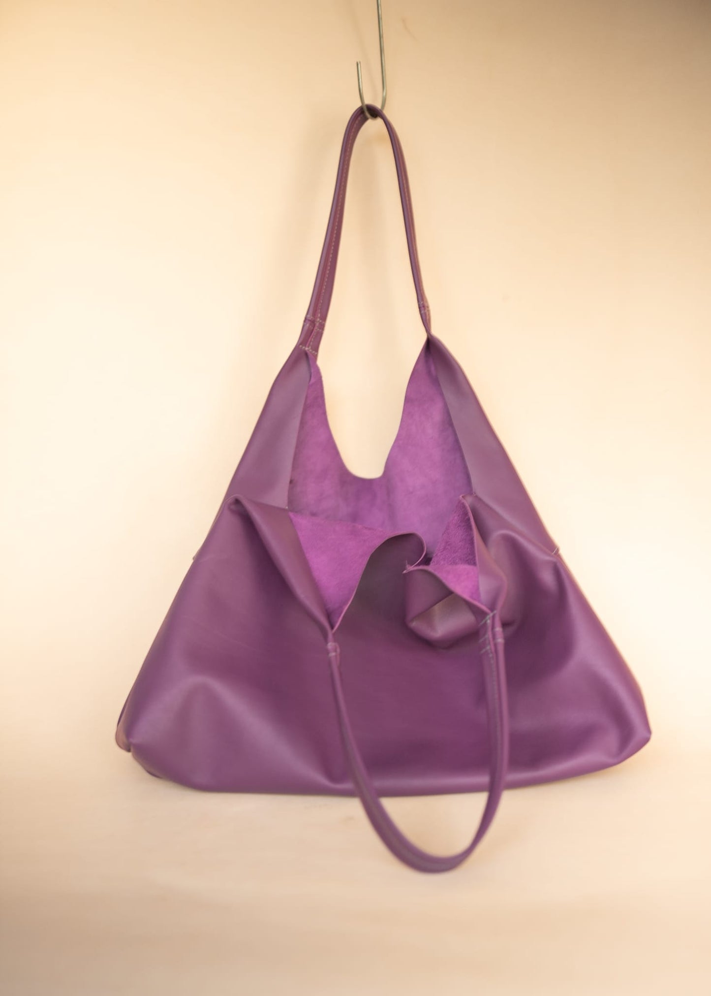 The Real McCaul Leathergoods Handbags Noosa Tote Sling Bag - Purple - Cowhide Australian Made Australian Owned Slouch Tote Bag Leather Made In Australia 