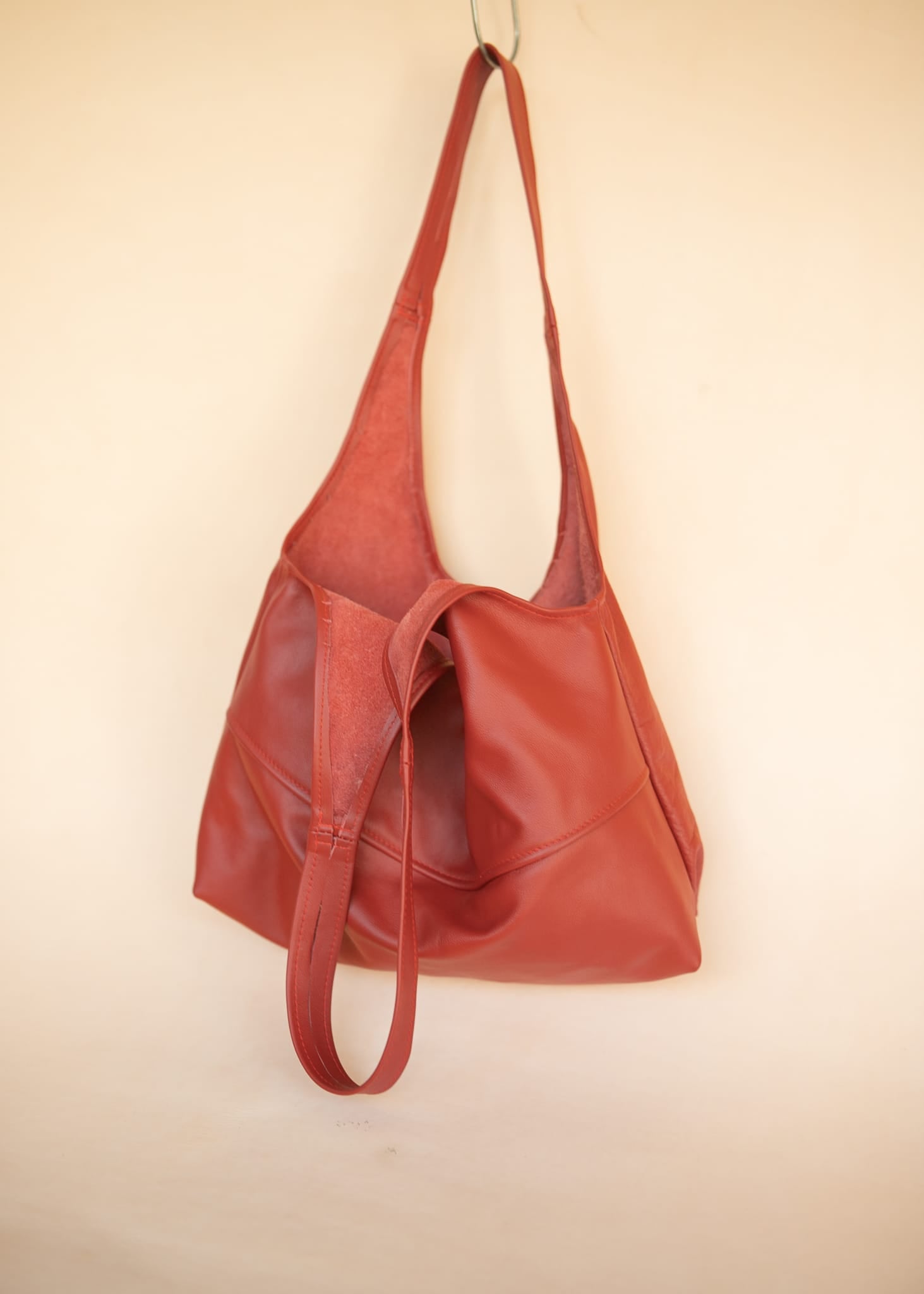 The Real McCaul Leathergoods Handbags Noosa Tote Sling Bag - Red - Cowhide Australian Made Australian Owned Slouch Tote Bag Leather Made In Australia 