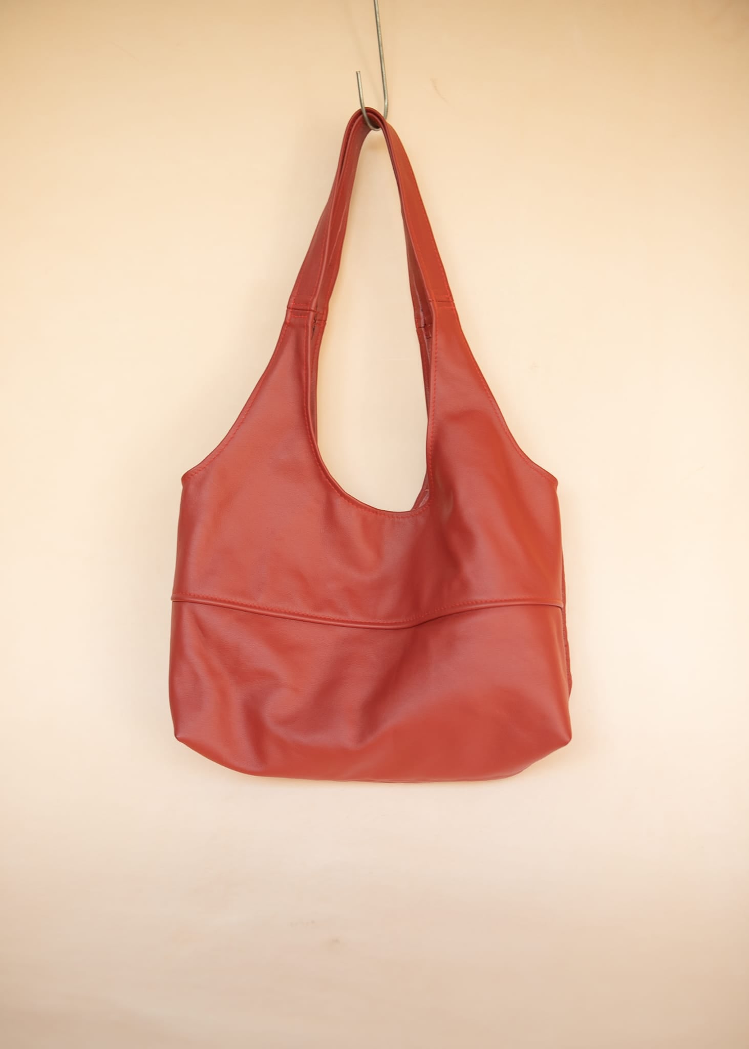 The Real McCaul Leathergoods Handbags Noosa Tote Sling Bag - Red - Cowhide Australian Made Australian Owned Slouch Tote Bag Leather Made In Australia 