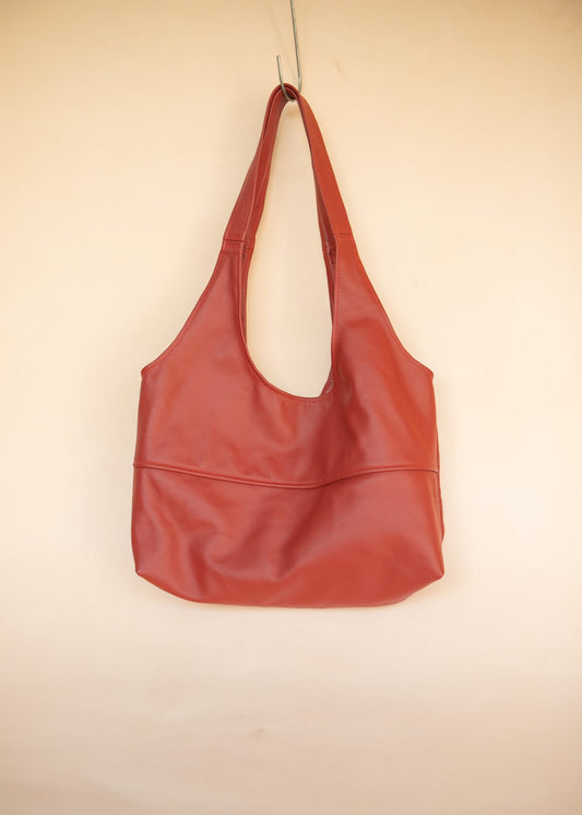 The Real McCaul Leathergoods Handbags Noosa Tote Sling Bag - Red - Cowhide Australian Made Australian Owned Slouch Tote Bag Leather Made In Australia 