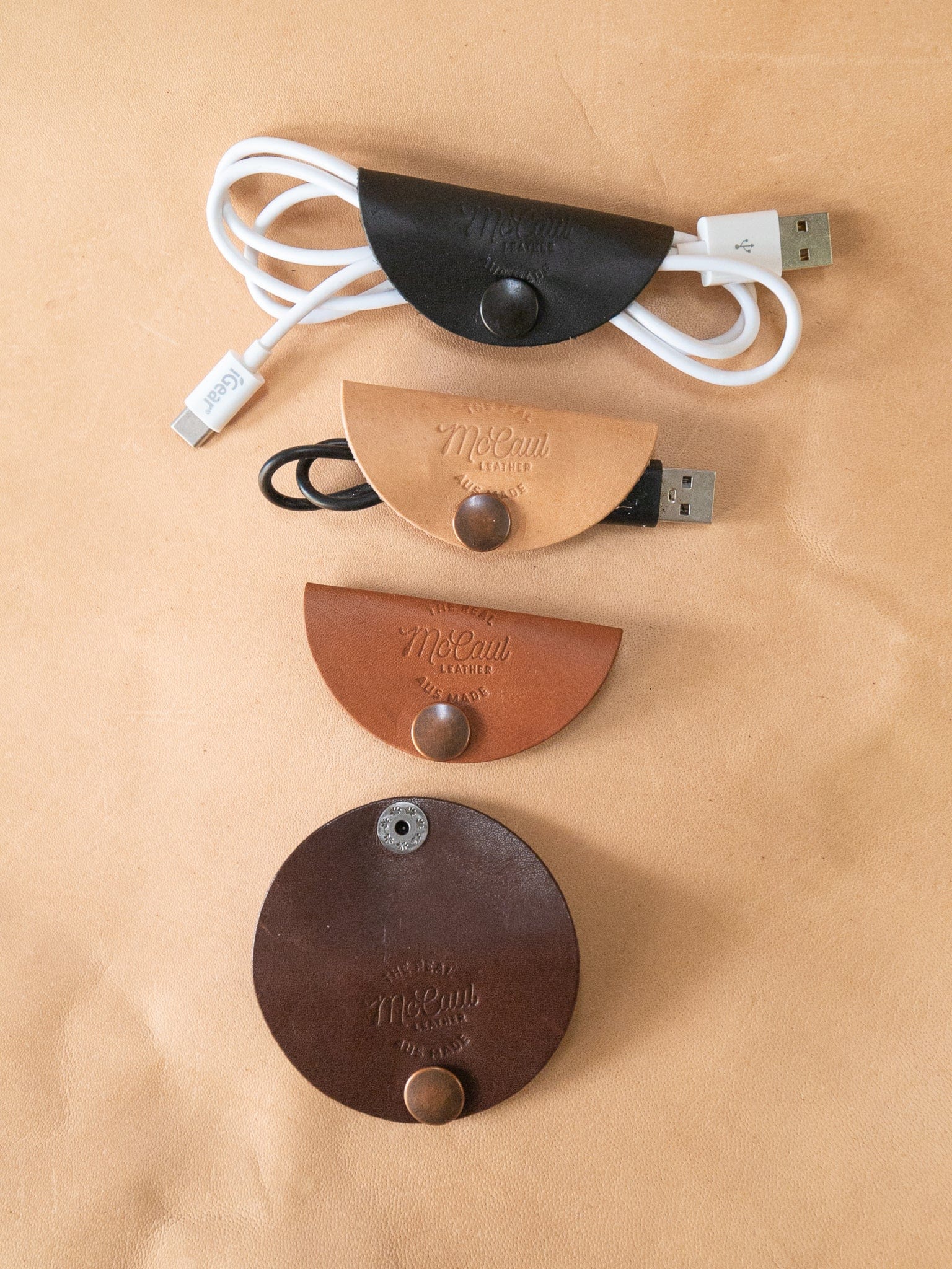 The Real McCaul Leathergoods Headphone/Cord Holder Australian Made Australian Owned