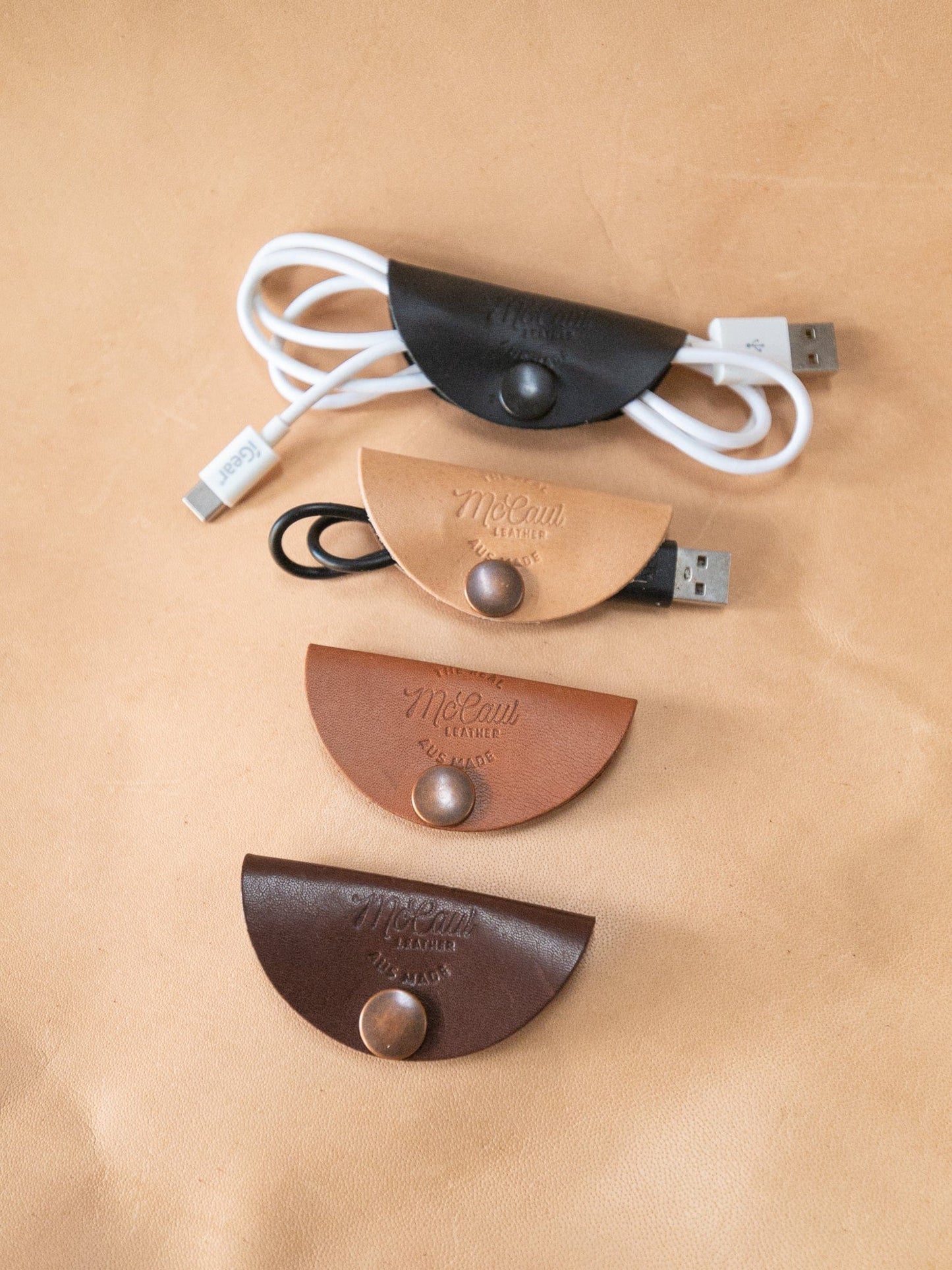 The Real McCaul Leathergoods Headphone/Cord Holder Australian Made Australian Owned