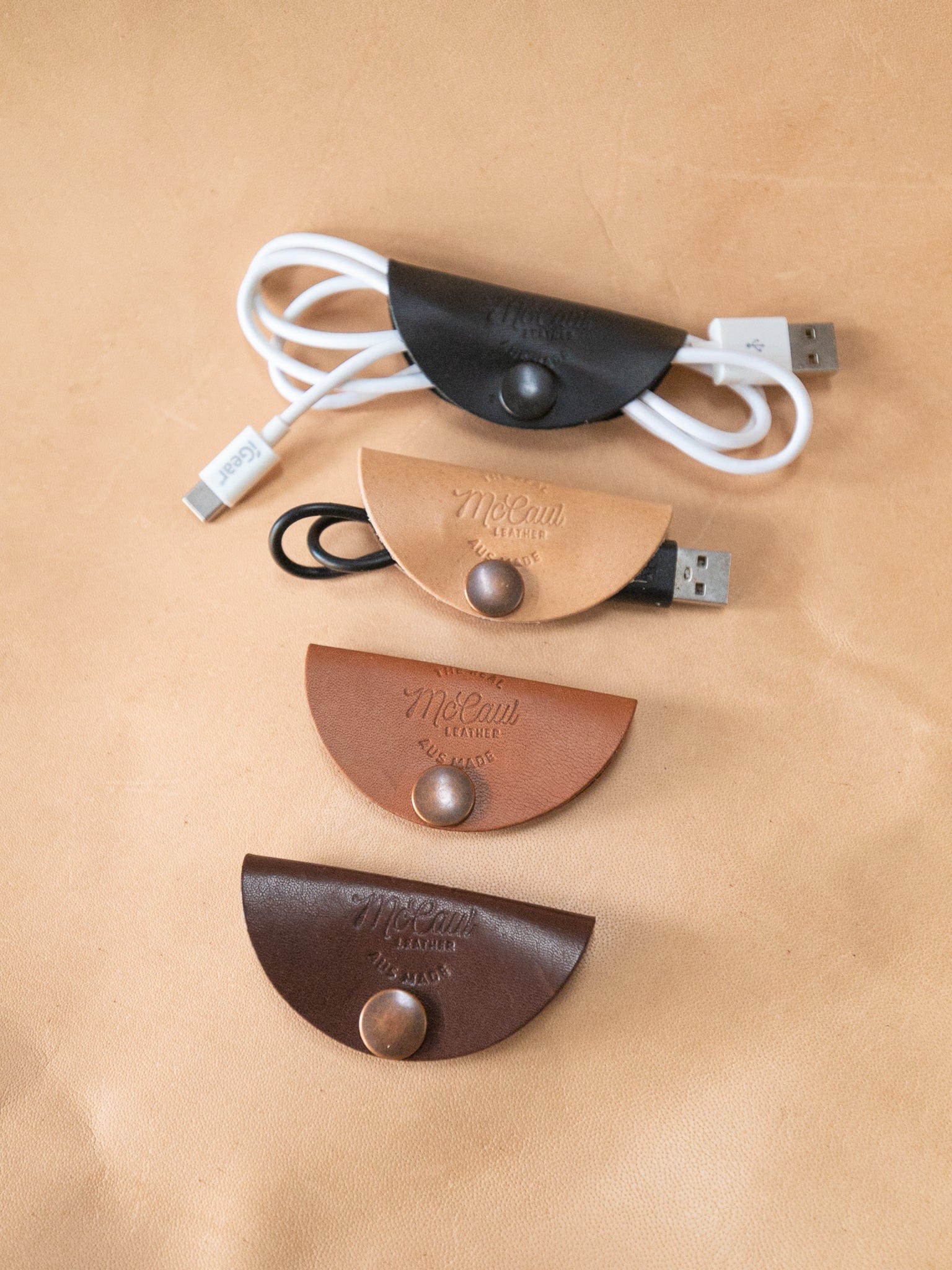 The Real McCaul Leathergoods Headphone/Cord Holder Australian Made Australian Owned