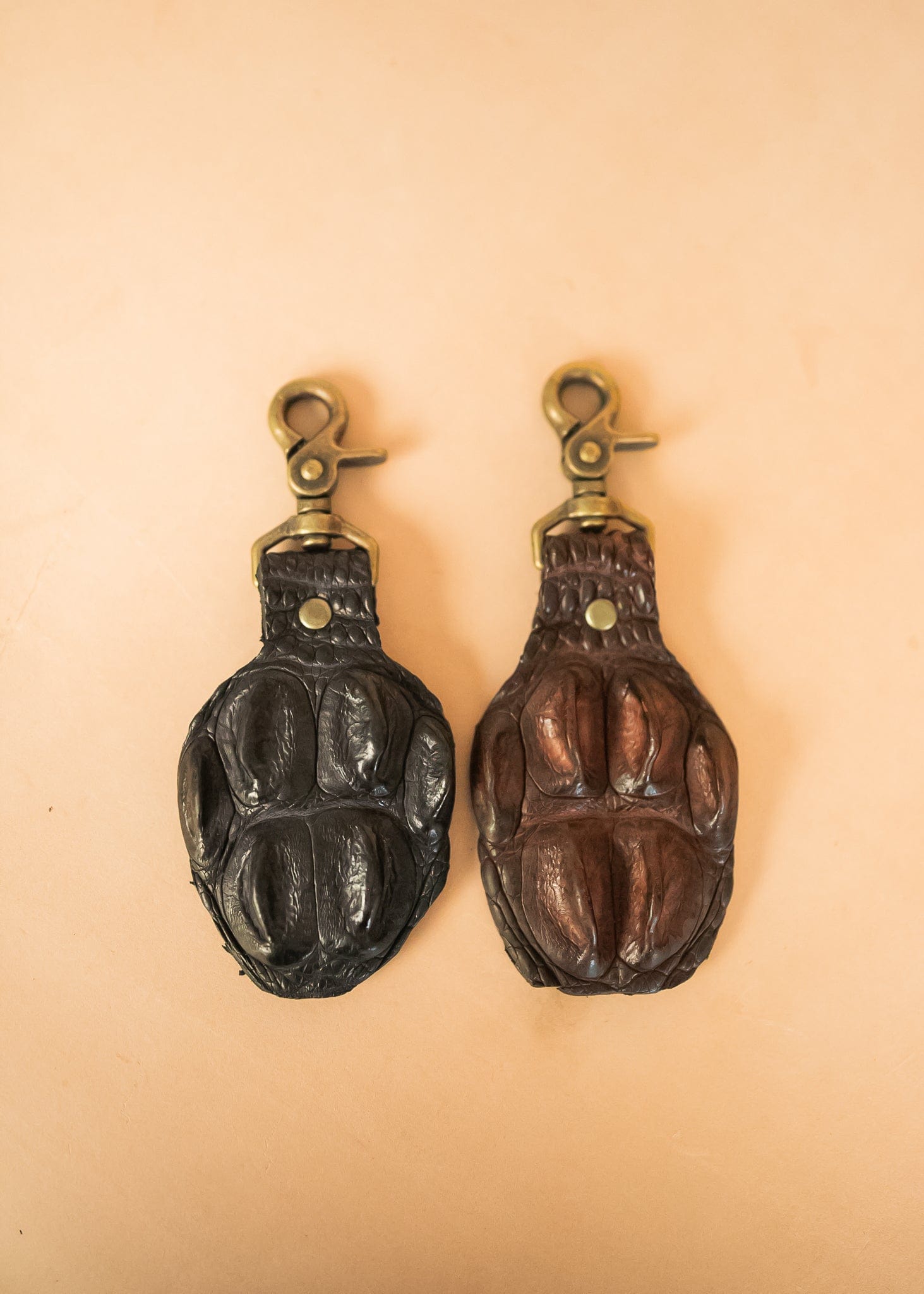 The Real McCaul Leathergoods Keyring Crocodile Crown Keyring Australian Made Australian Owned Leather Key Fob Holder Belt Hook Made In Australia