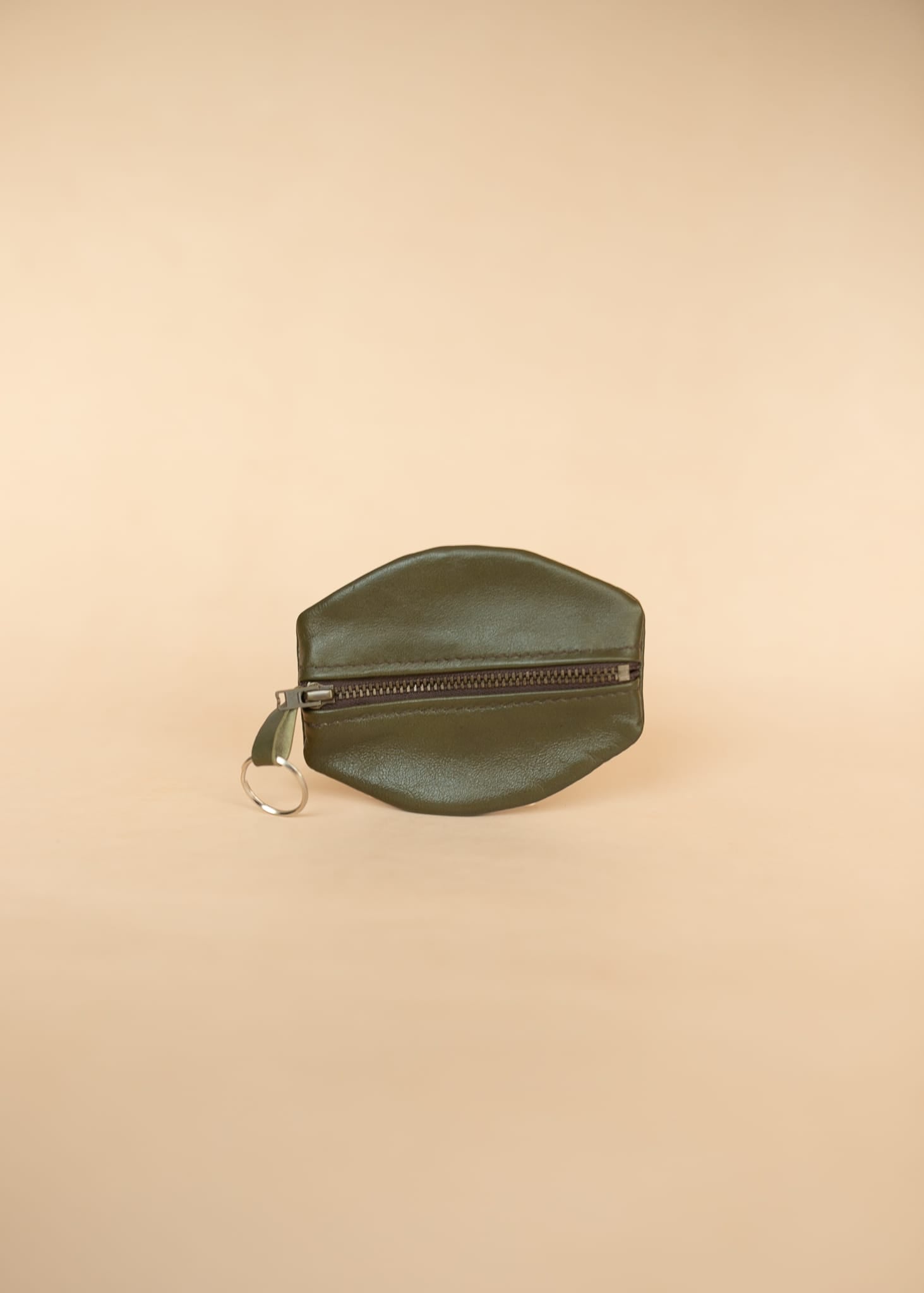 The Real McCaul Leathergoods Keyring Olive Green One Zip Key & Coin Pouch - Kangaroo Australian Made Australian Owned Double Sided Key & Coin Pouch- MADE IN AUSTRALIA - Genuine Leather