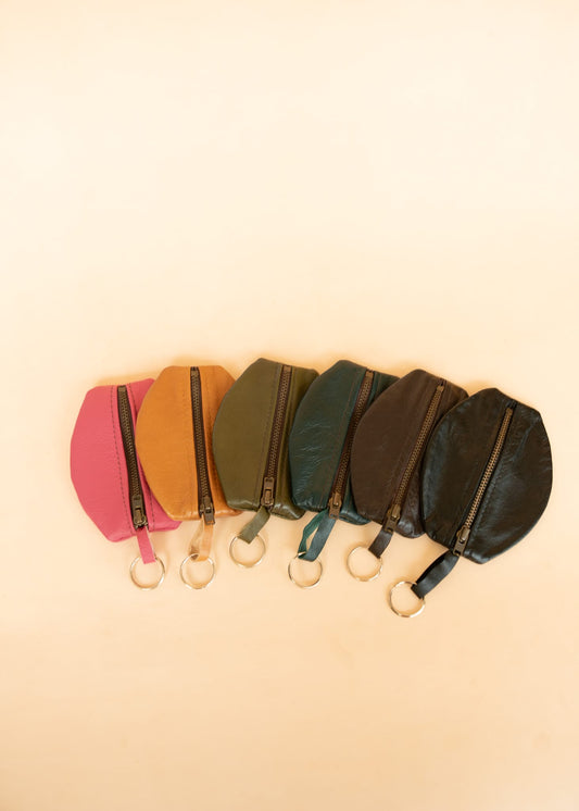 The Real McCaul Leathergoods Keyring One Zip Key & Coin Pouch - Kangaroo Australian Made Australian Owned Double Sided Key & Coin Pouch- MADE IN AUSTRALIA - Genuine Leather