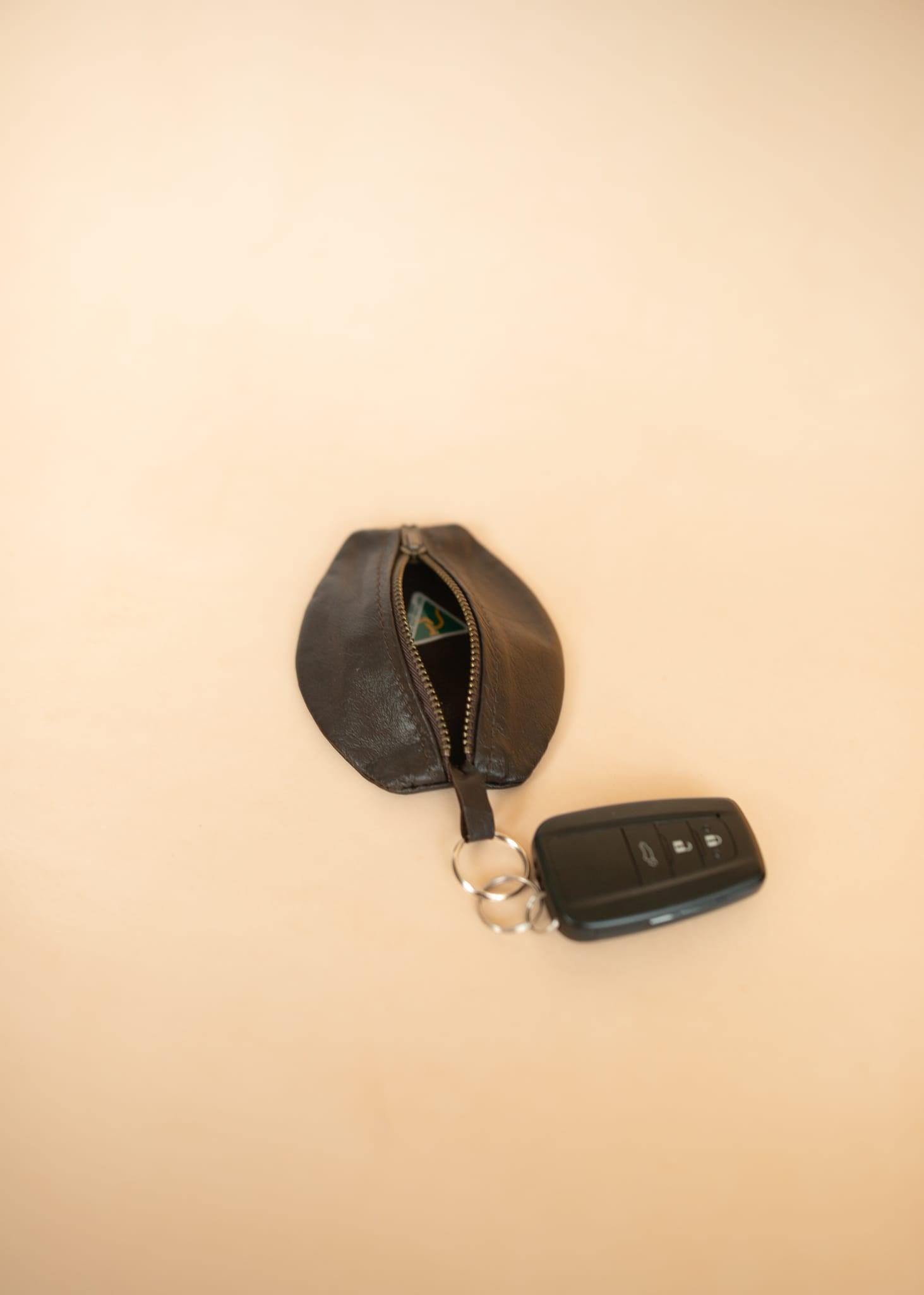 The Real McCaul Leathergoods Keyring One Zip Key & Coin Pouch - Kangaroo Australian Made Australian Owned Double Sided Key & Coin Pouch- MADE IN AUSTRALIA - Genuine Leather