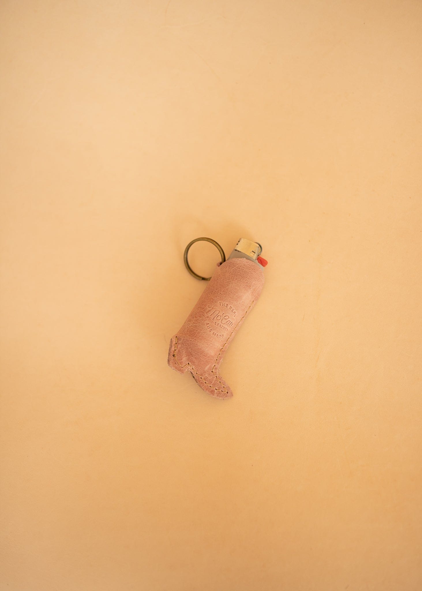 The Real McCaul Leathergoods Keyring Pink Boot Lighter Keyring Holder Australian Made Australian Owned Personalised Leather Keyring Key Chain Bag Accessory Bag Charm Leather Made in Australia