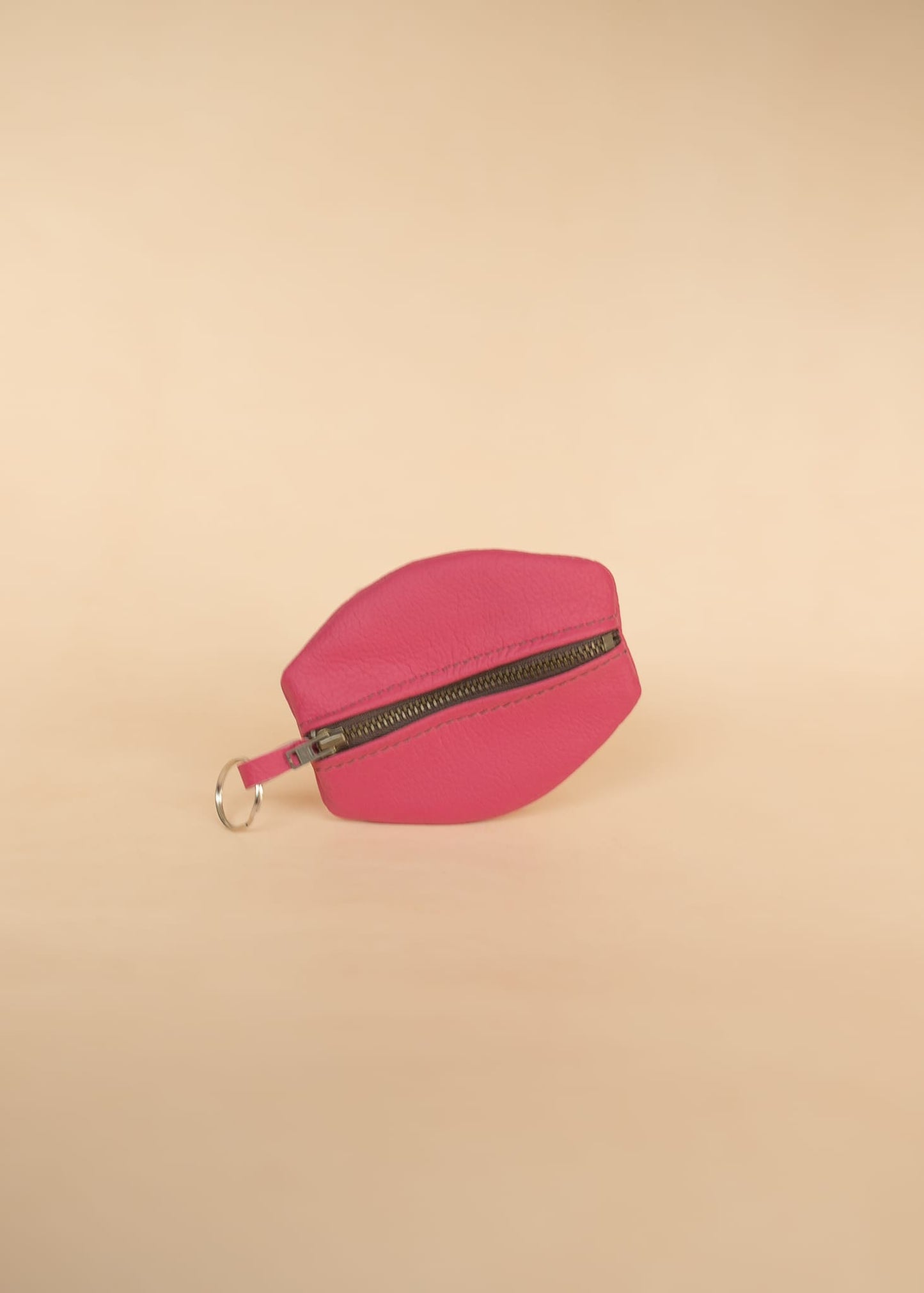The Real McCaul Leathergoods Keyring Pink One Zip Key & Coin Pouch - Kangaroo Australian Made Australian Owned Double Sided Key & Coin Pouch- MADE IN AUSTRALIA - Genuine Leather