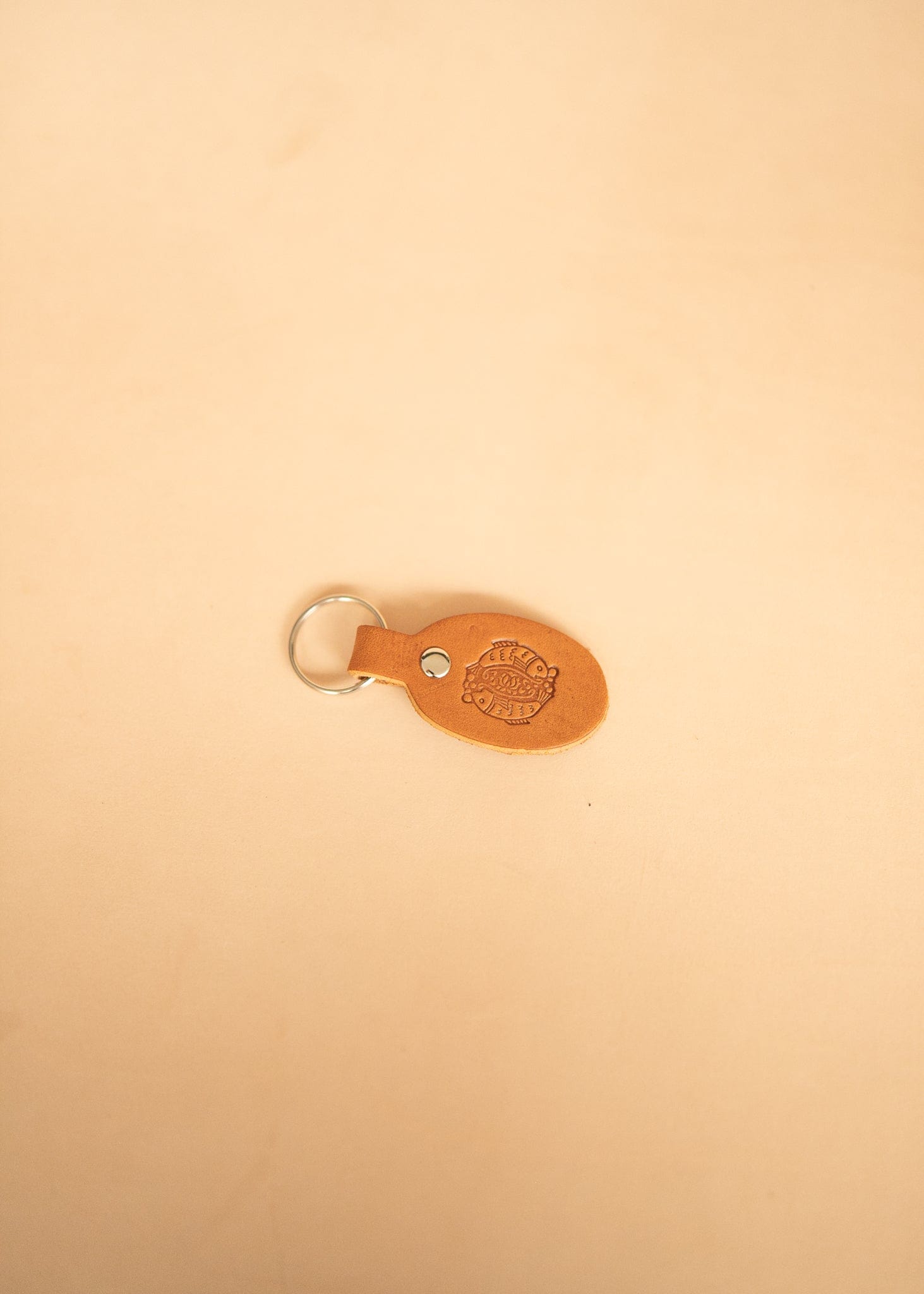 The Real McCaul Leathergoods Keyring Pisces Keyring - Zodiac Horoscope Star Sign - Tan Australian Made Australian Owned Horoscope Zodiac Star Sign Keyring Leather Made in Australia