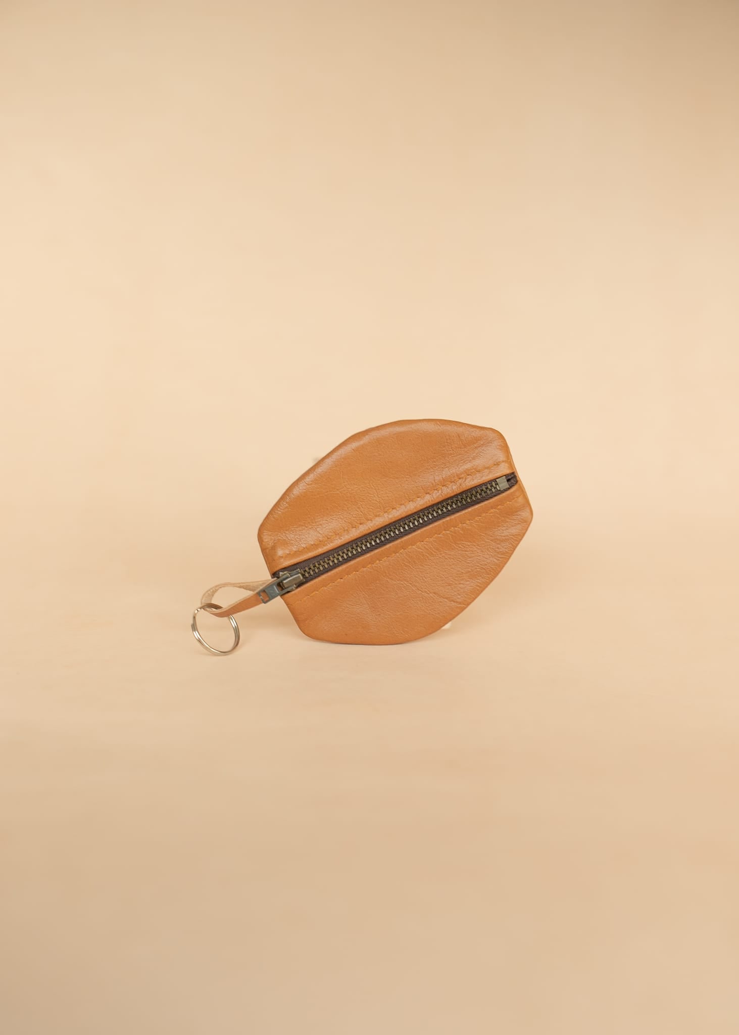 The Real McCaul Leathergoods Keyring Tan One Zip Key & Coin Pouch - Kangaroo Australian Made Australian Owned Double Sided Key & Coin Pouch- MADE IN AUSTRALIA - Genuine Leather