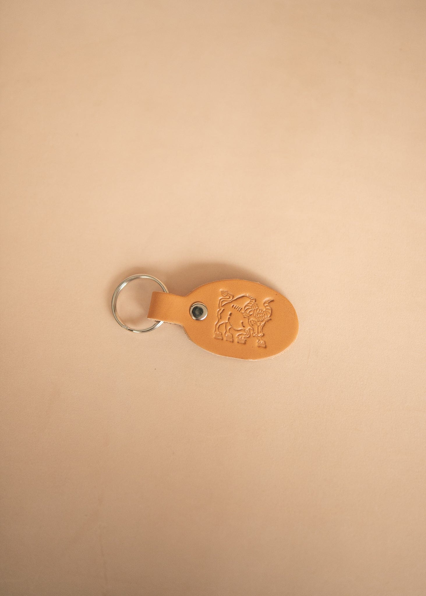 The Real McCaul Leathergoods Keyring Taurus Keyring - Zodiac Horoscope Star Sign - Natural Australian Made Australian Owned Horoscope Zodiac Star Sign Keyring Leather Made in Australia