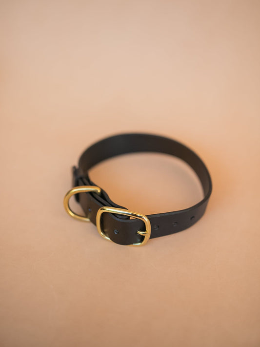 The Real McCaul Leathergoods Pet Collars & Harnesses Classic Dog Collar - 32mm - Black Australian Made Australian Owned Leather Dog Collar with Brass Fittings- Australian Made