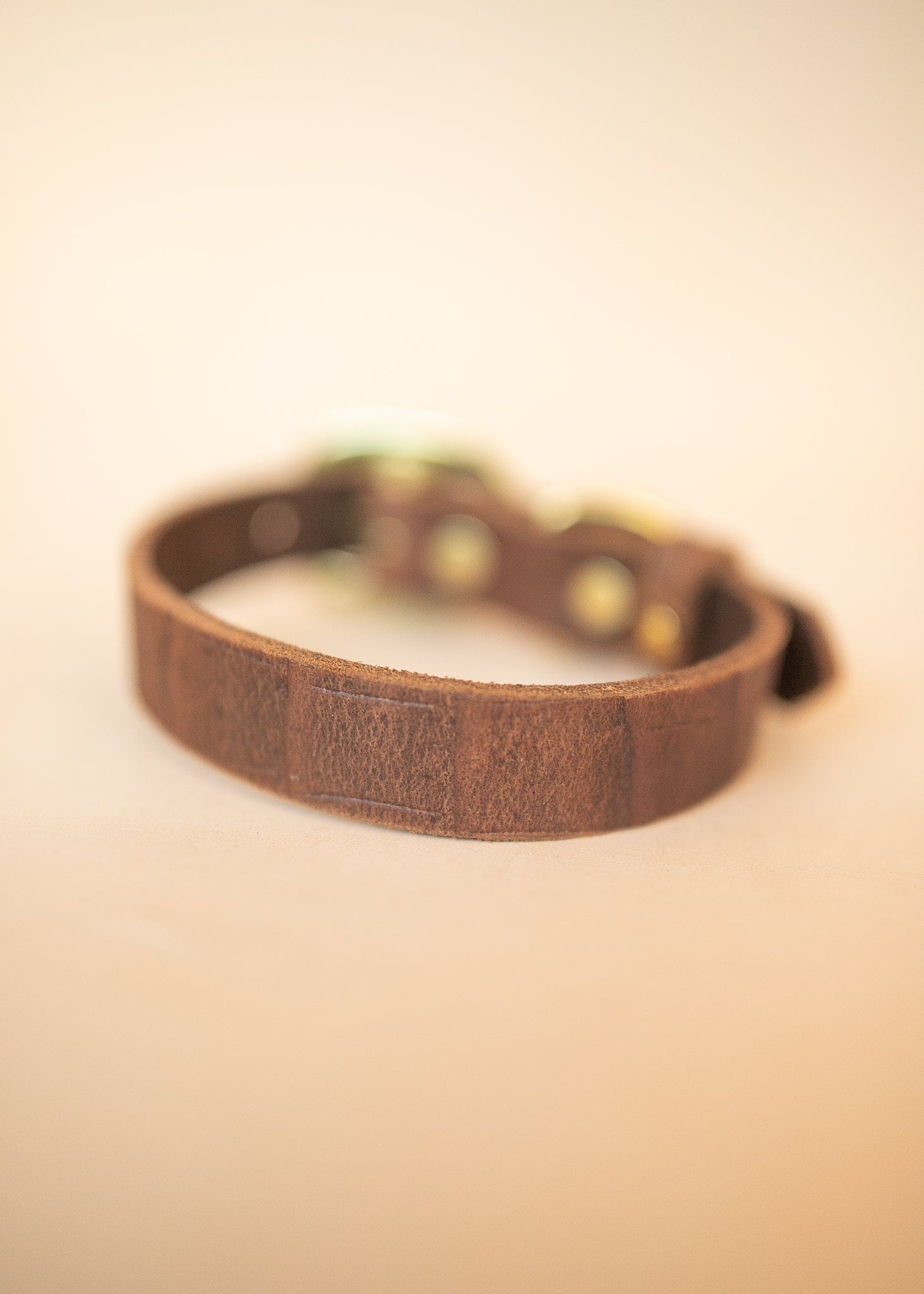 The Real McCaul Leathergoods Pet Collars & Harnesses Dog Collar - Croc Print - 25mm - Vintage Brown Australian Made Australian Owned Leather Dog Collar with Brass Fittings- Australian Made