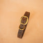 The Real McCaul Leathergoods Pet Collars & Harnesses Printed Paw Dog Collar - 25mm - Rustic Brown Australian Made Australian Owned Leather Dog Collar with Brass Fittings- Australian Made