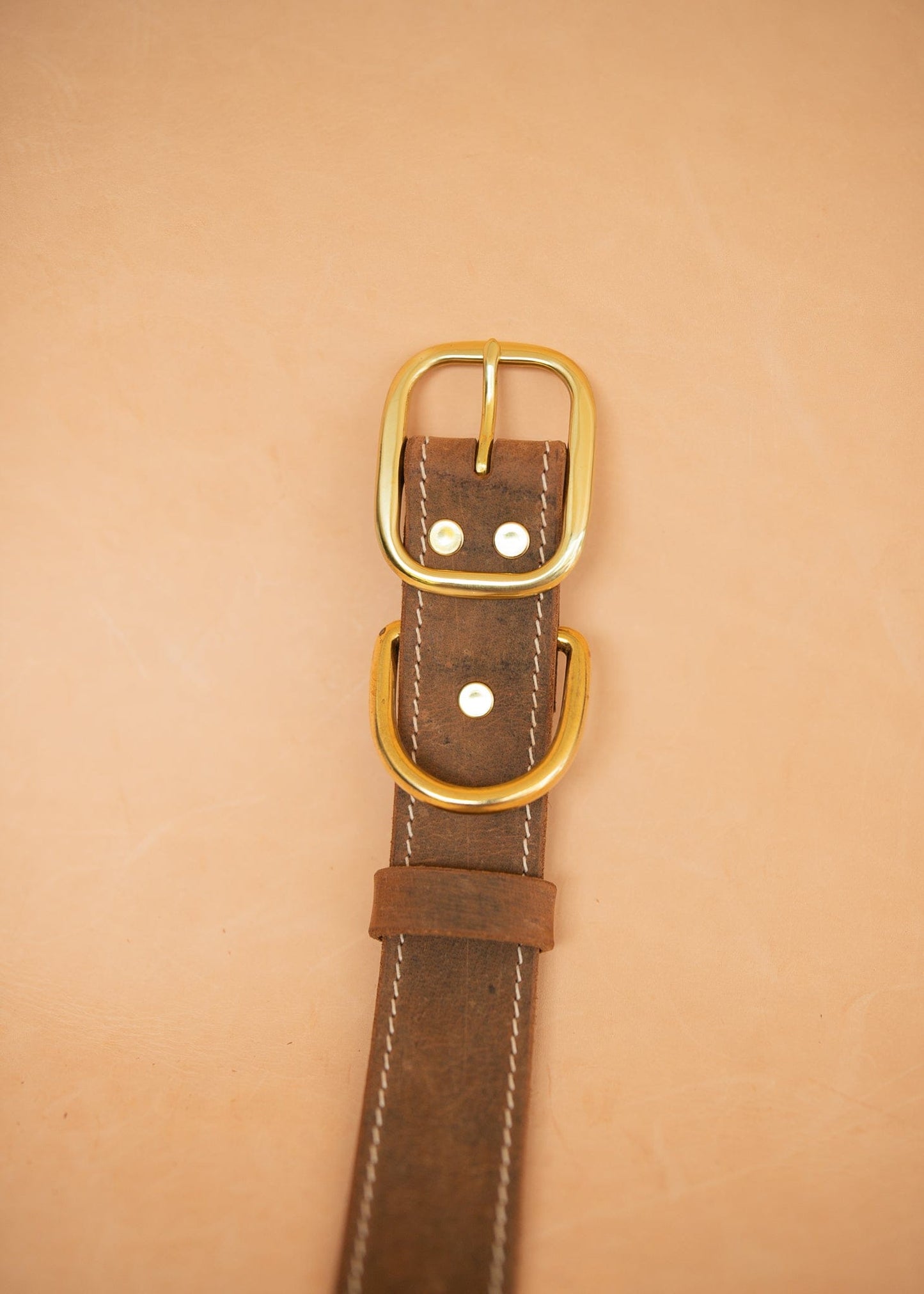 The Real McCaul Leathergoods Pet Collars & Harnesses Rancher Dog Collar - 38mm - Rustic Brown Australian Made Australian Owned Leather Dog Collar with Brass Fittings- Australian Made