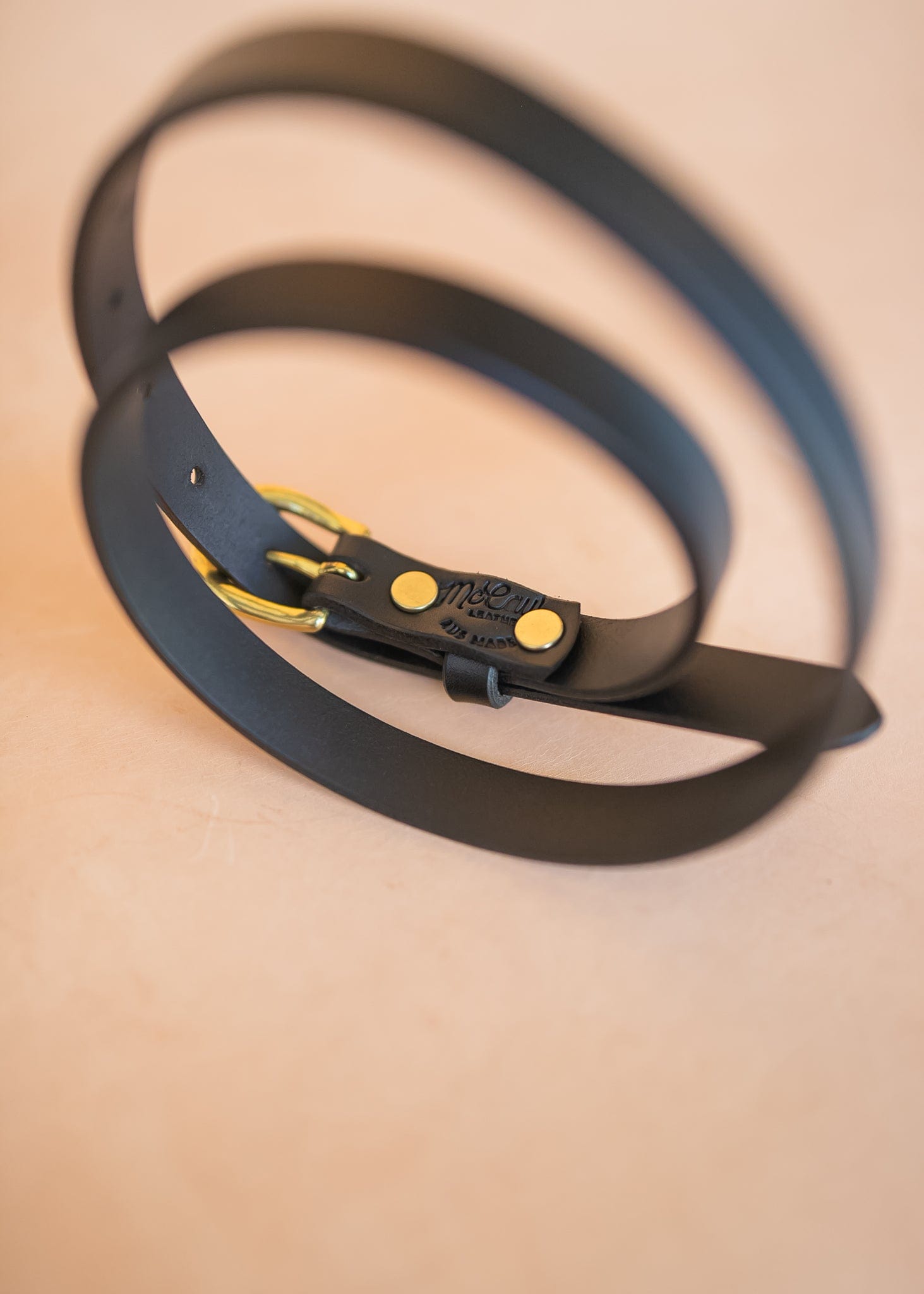 The Real McCaul Leathergoods Plain Narrow 20mm Belt - Black Australian Made Australian Owned Solid Leather Narrow Belt Made In Australia - 20mm  - Black