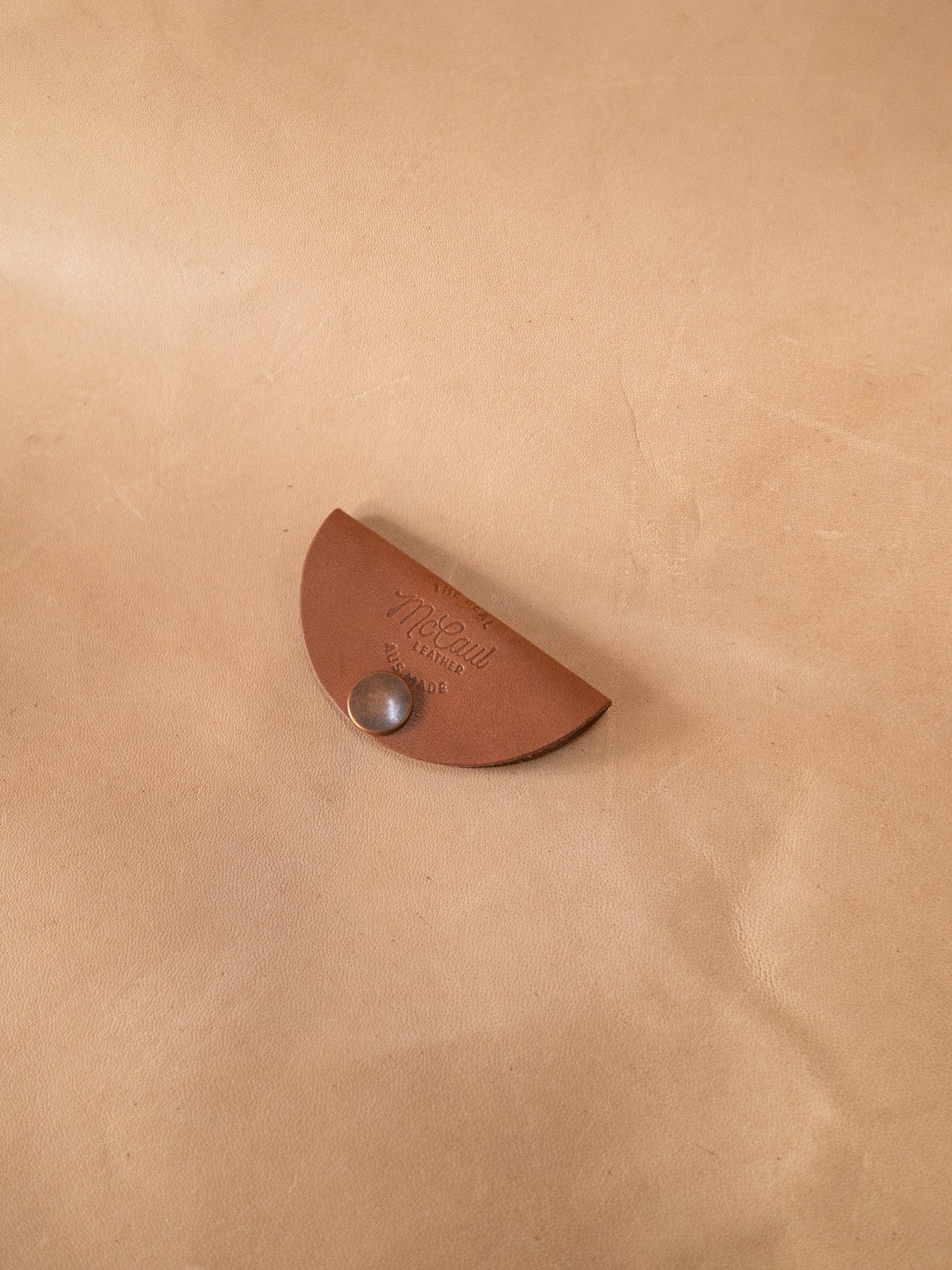 The Real McCaul Leathergoods Tan Headphone/Cord Holder Australian Made Australian Owned