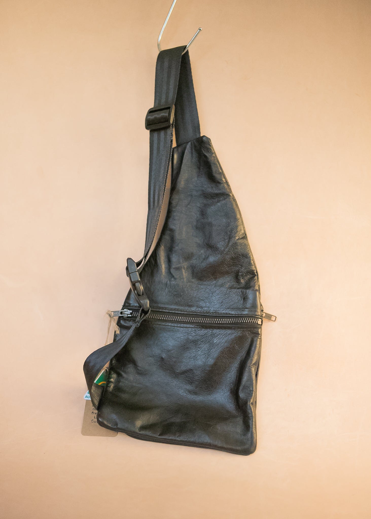 The Real McCaul Leathergoods Travel Bag The John Crossbody Sling Bag - Premium Kangaroo - Black Australian Made Australian Owned The John Crossbody Sling Bag - Premium Kangaroo - Black