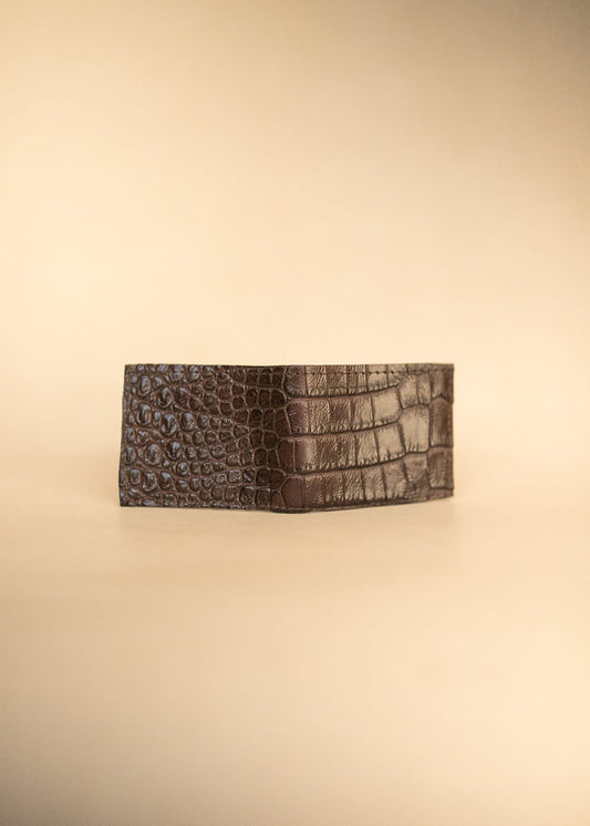 The Real McCaul Leathergoods Wallet Small Bifold Wallet - Crocodile and Kangaroo Australian Made Australian Owned Small Bi-Fold Wallet Australian Made - Crocodile and Kangaroo Leather