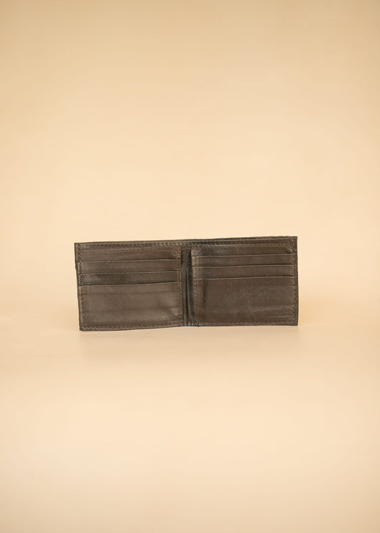 The Real McCaul Leathergoods Wallet Small Bifold Wallet - Crocodile and Kangaroo Australian Made Australian Owned Small Bi-Fold Wallet Australian Made - Crocodile and Kangaroo Leather