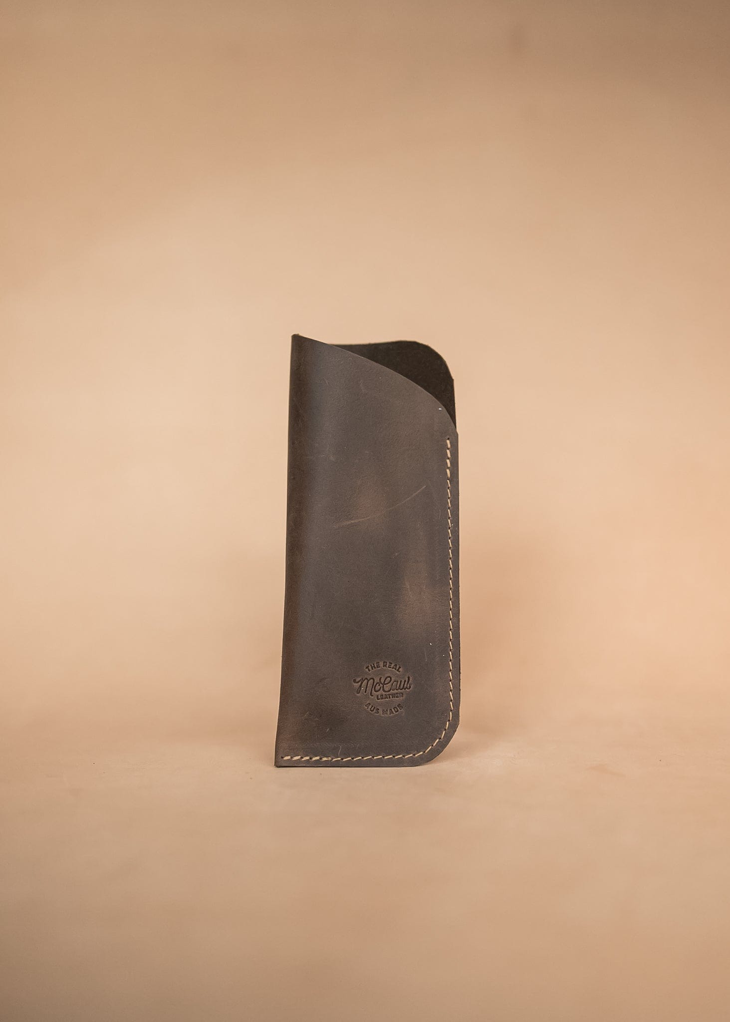 The Real McCaul Purses Dark Brown / Large Glasses Case Slip Australian Made Australian Owned Leather Glasses Case Slip Pouch Handmade in Australia