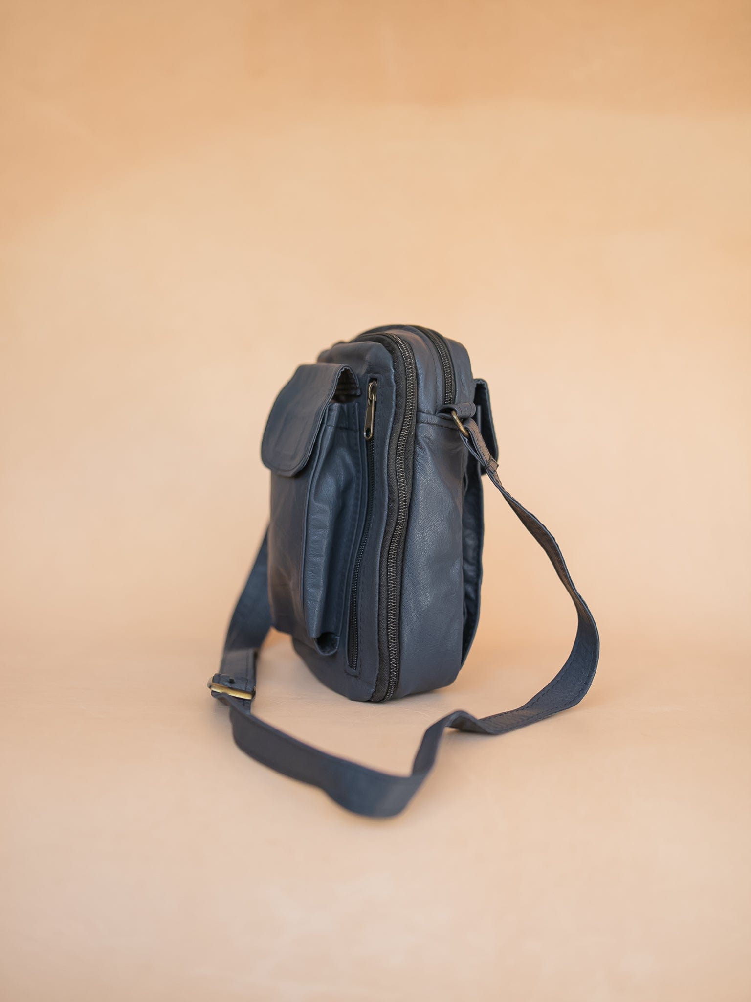 The Real McCaul Shoulder Bags The Darren Bag - Cowhide - Navy Australian Made Australian Owned Large Men's Organiser Man Bag Leather Made In Australia