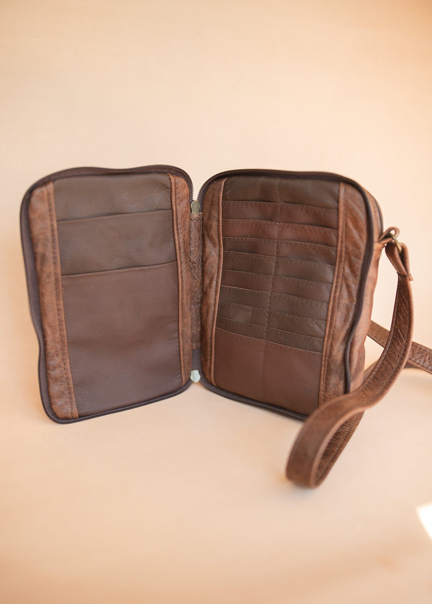 The Real McCaul Shoulder Bags The Darren Man Bag - Cowhide - Premium Marble Brown Australian Made Australian Owned Large Men's Organiser Man Bag Leather Made In Australia