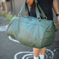 The Real McCaul Travel Bag Duffel Carry All Bag - Cowhide - Green Australian Made Australian Owned Large Overnight Travel Duffel Bag Leather Made in Australia